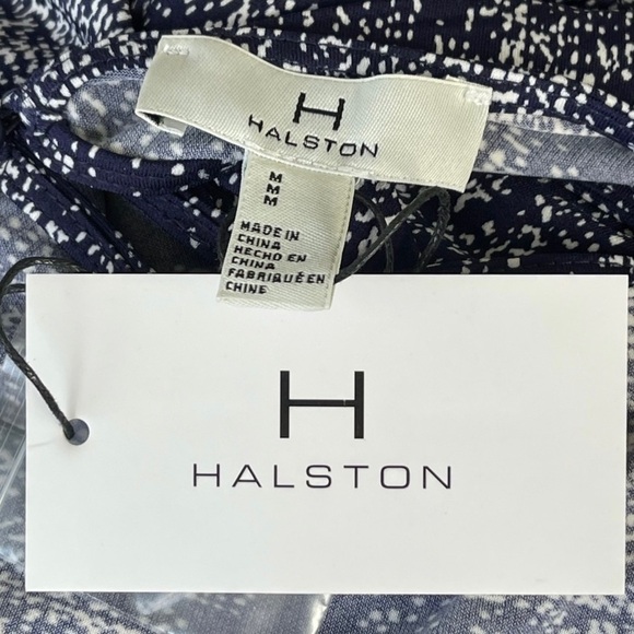 💋NWT Halston Flared Legs Tie Waist Print Scoop Neck Jumpsuit - Picture 13 of 13